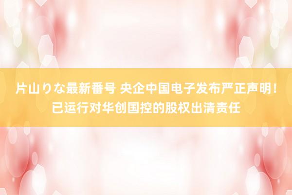 片山りな最新番号 央企中国电子发布严正声明！已运行对华创国控的股权出清责任