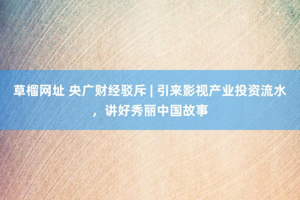 草榴网址 央广财经驳斥 | 引来影视产业投资流水，讲好秀丽中国故事